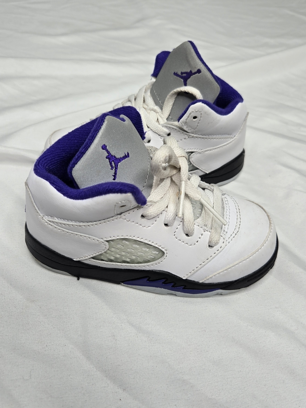 Nike Air Jordan 5 Retro Dark Concord Toddler 8C White Purple 440890-141